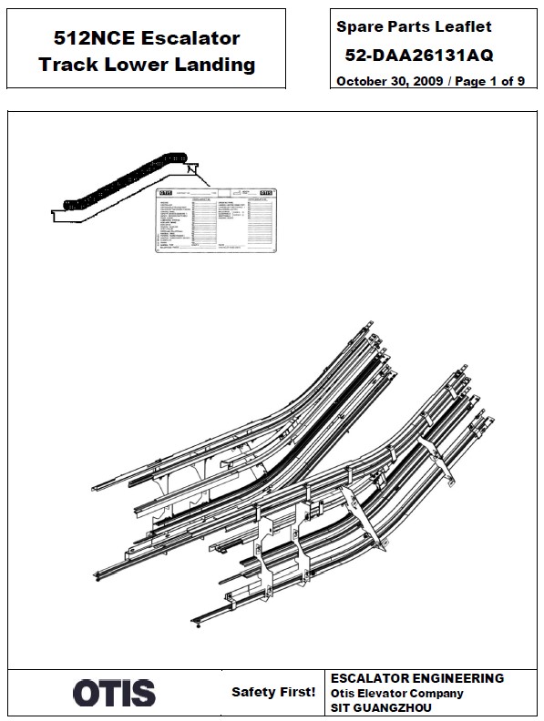 SPL 52-DAA26131AQ 512NCE Escalator Track Lower Landing