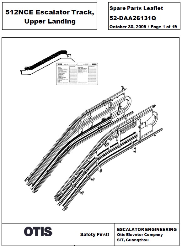 SPL 52-DAA26131Q 512NCE Escalator Track, Upper Landing