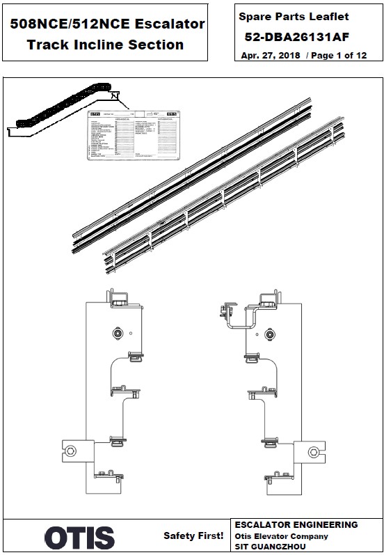 SPL 52-DBA26131AF 508NCE / 512NCE Escalator Track Incline Section