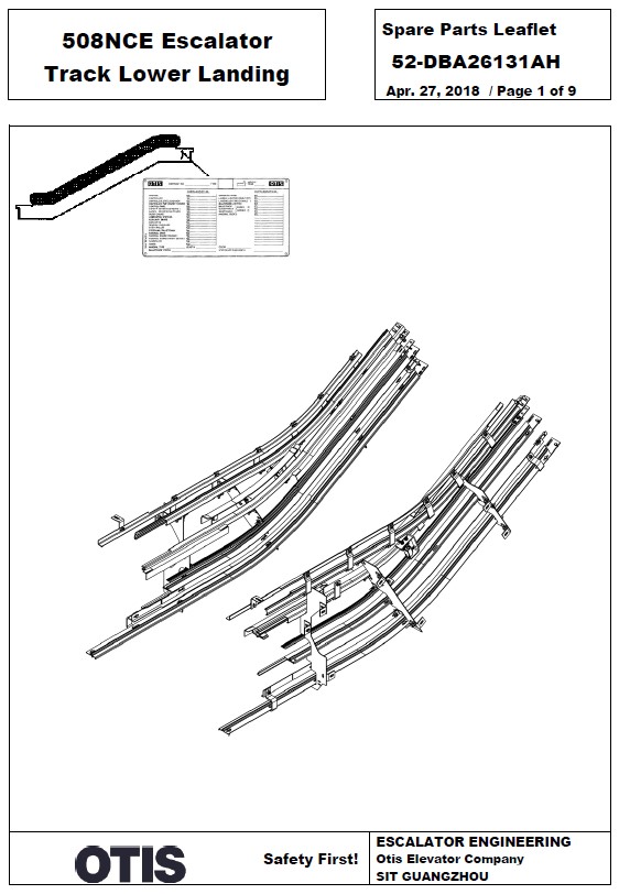 SPL 52-DBA26131AH 508NCE Escalator Track Lower Landing