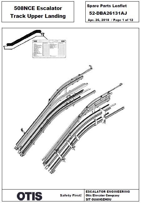 SPL 52-DBA26131AJ 508NCE Escalator Track Upper Landing