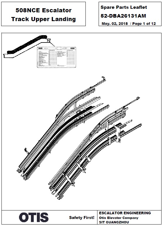 SPL 52-DBA26131AM 508NCE Escalator Track Upper Landing