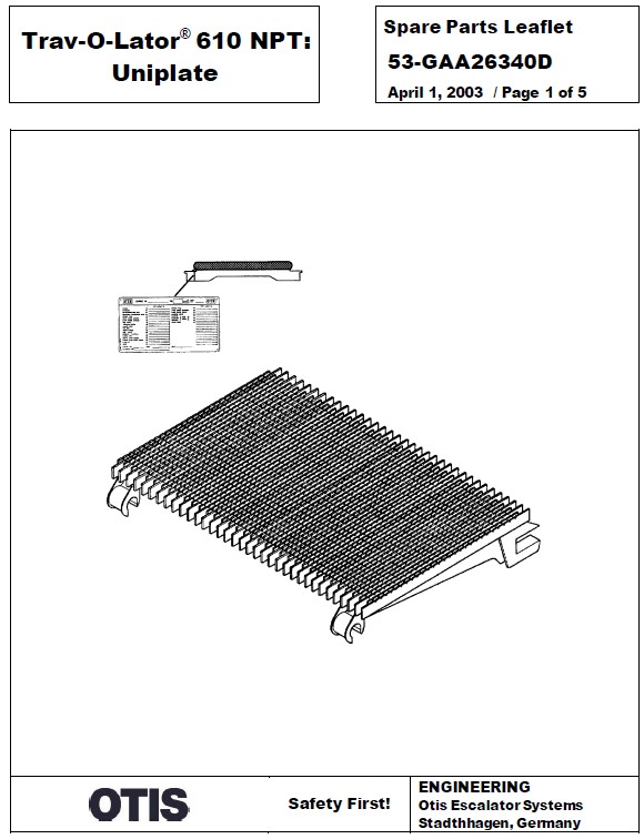 SPL 53-GAA26340D Trav-O-Lator 610 NPT Uniplate