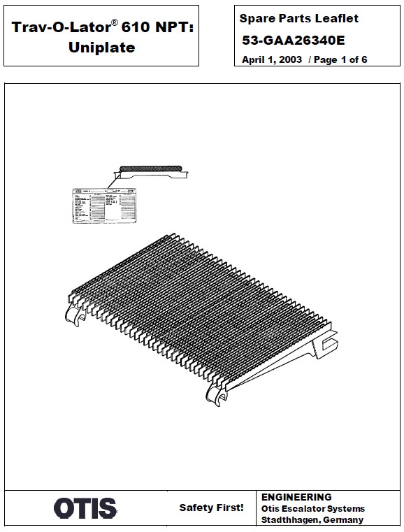 SPL 53-GAA26340E Trav-O-Lator 610 NPT Uniplate