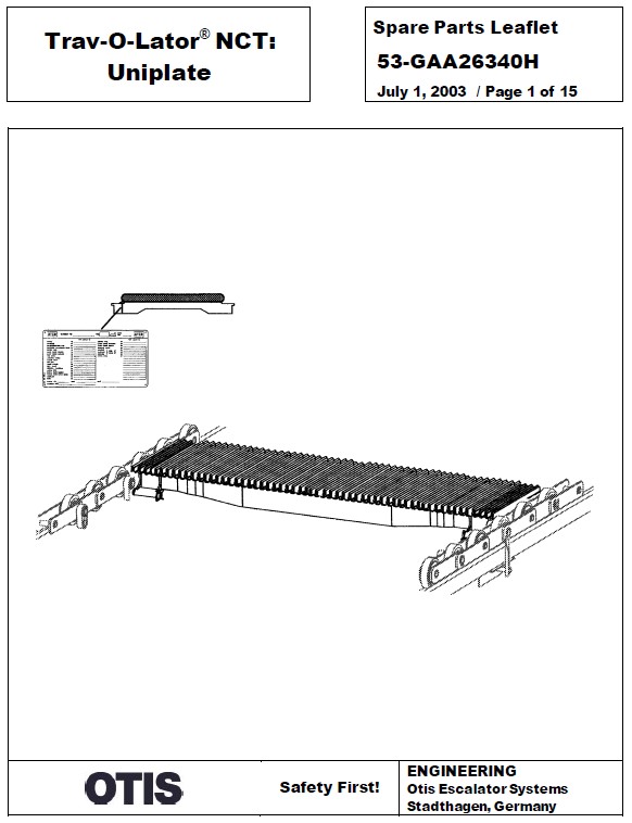 SPL 53-GAA26340H Trav-O-Lator NCT Uniplate