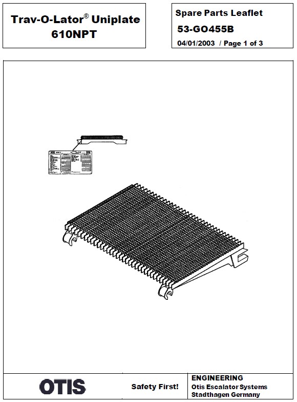 SPL 53-GO455B Trav-O-Lator Uniplate 610 NPT