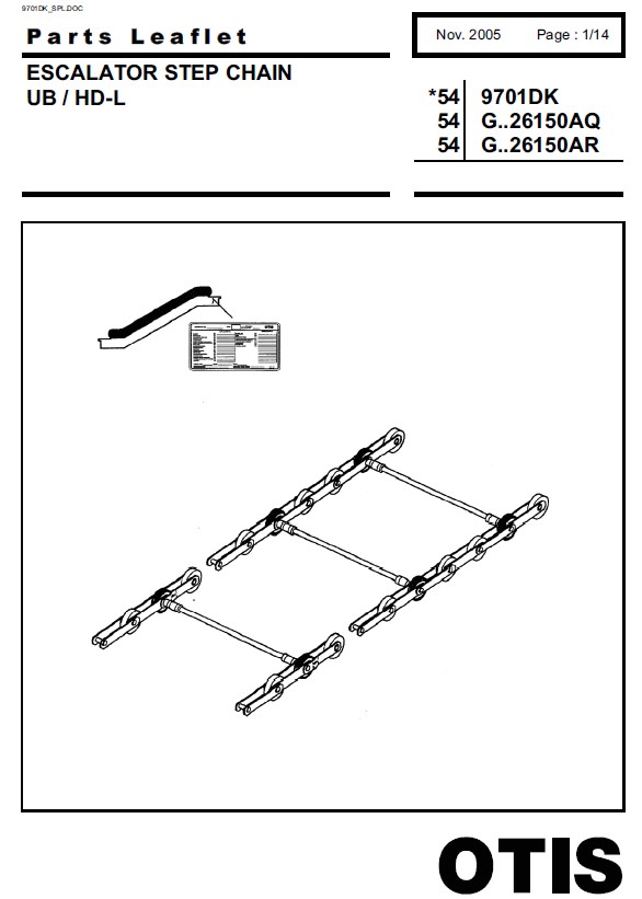 SPL 54-9701DK Escalator Step Chain UB/HD-L