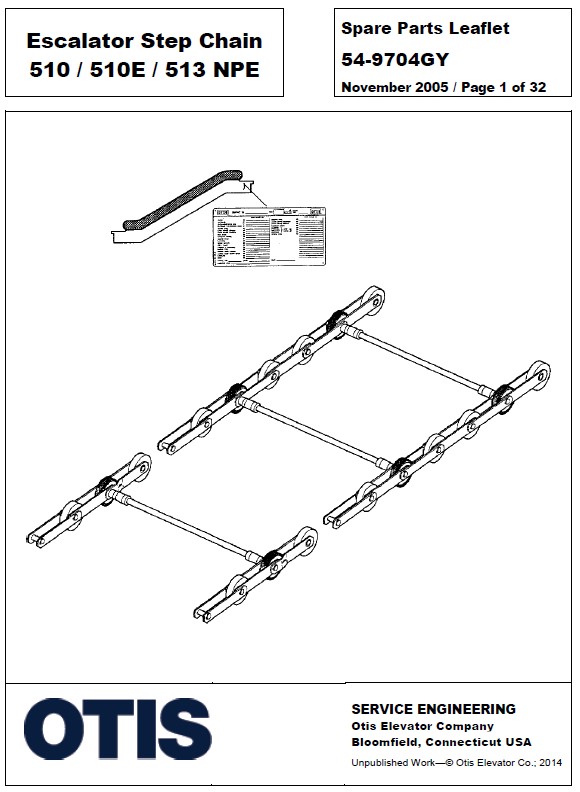 SPL 54-9704GY Escalator Step Chain 510 / 510E / 513 NPE