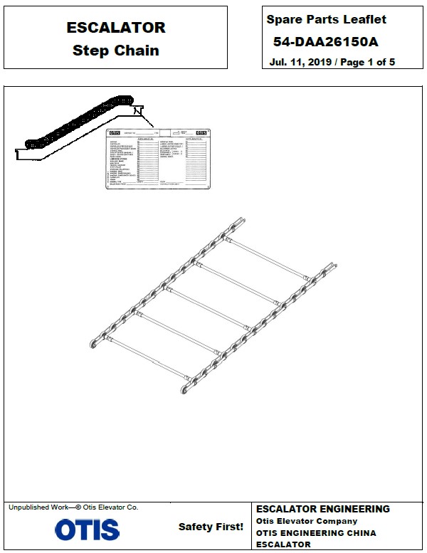 SPL 54-DAA26150A Escalator Step Chain 508NCE / 512NCE / 515NPE-S / 515NPEL