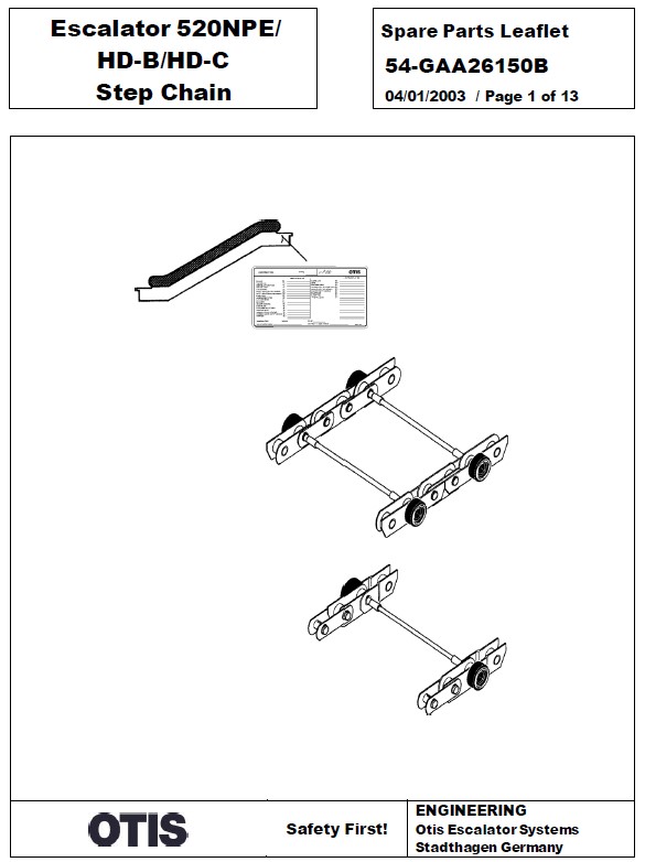 SPL 54-GAA26150B Escalator 520NPE / HD-B / HD-C Step Chain