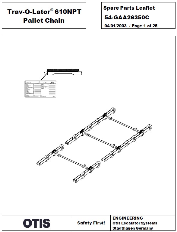 SPL 54-GAA26350C Trav-O-Lator 610 NPT Pallet Chain