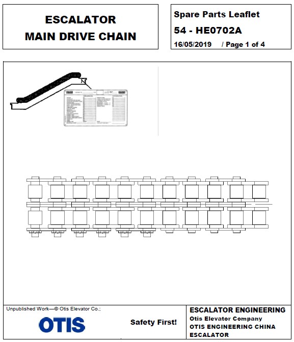 SPL 54-HE0702A ESCALATOR MAIN DRIVE CHAIN