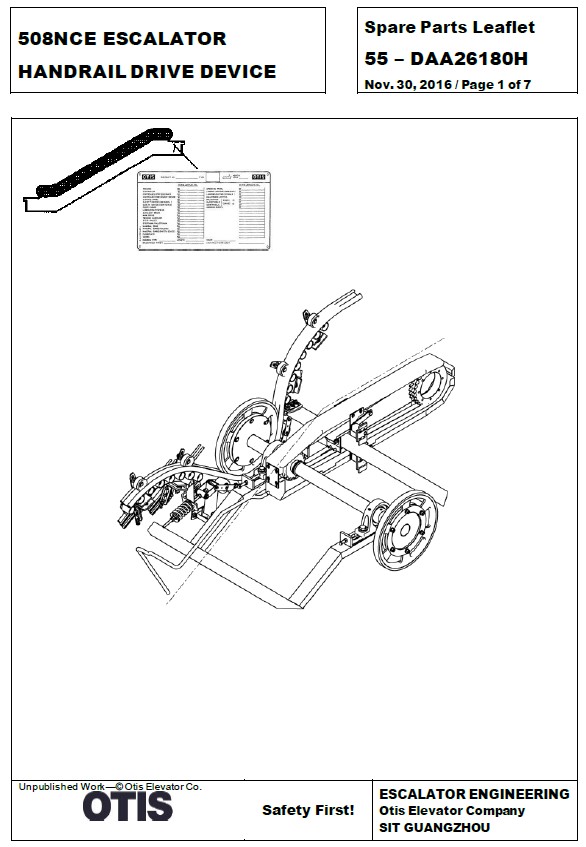 SPL 55-DAA26180H 508NCE Escalator Handrail Drive Device