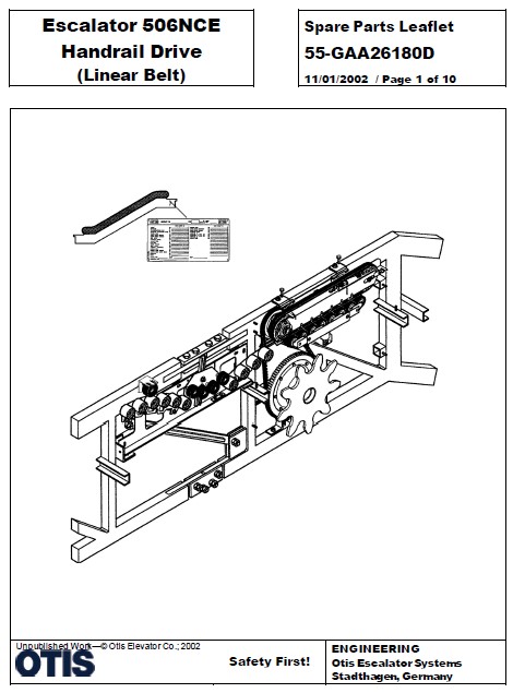 SPL 55-GAA26180D Escalator 506 NCE Handrail Drive (Linear Belt)