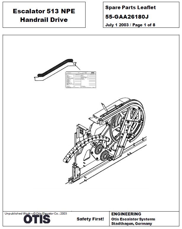 SPL 55-GAA26180J Escalator 513 NPE Handrail Drive