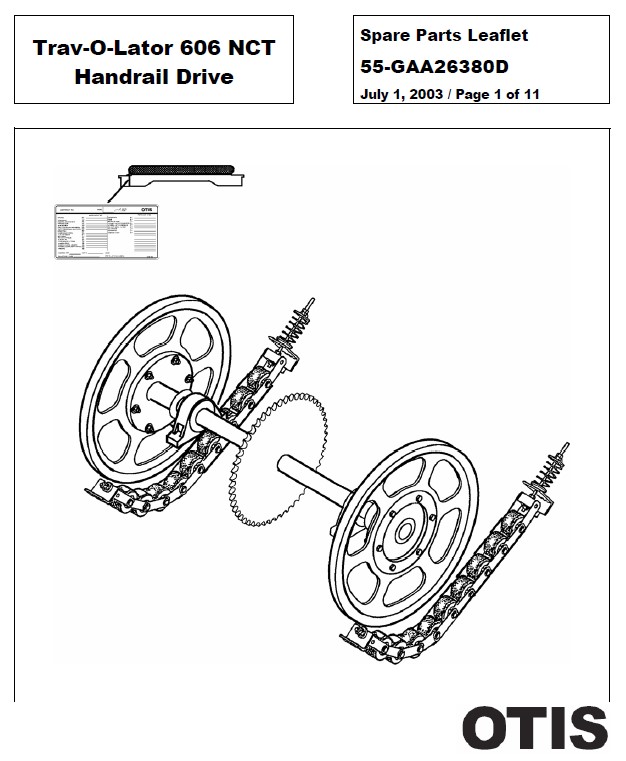 SPL 55-GAA26380D Trav-O-Lator 606 NCT Handrail Drive