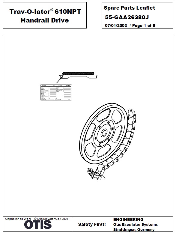 SPL 55-GAA26380J Trav-O-Lator 610 NPT Handrail Drive