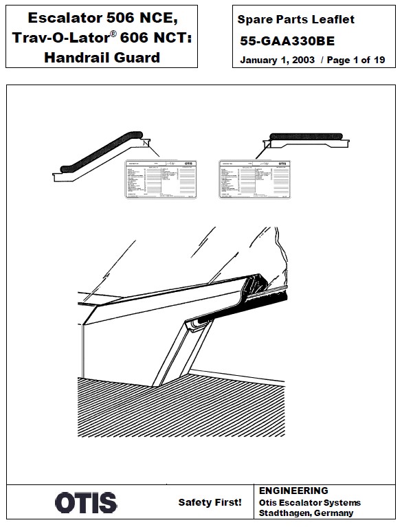 SPL 55-GAA330BE Escalator 506 NCE, Trav-O-Lator 606 NCT: Handrail Guard