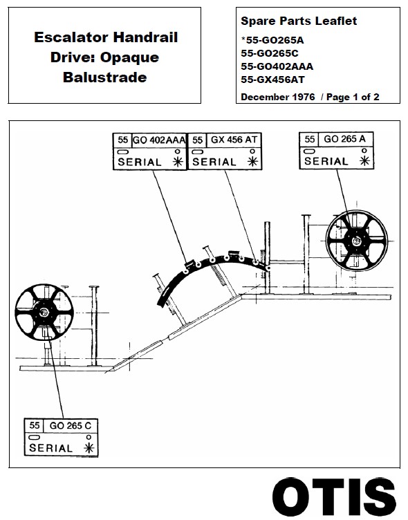 SPL 55-GO265A Escalator Handrail Drive: Opaque Balustrade