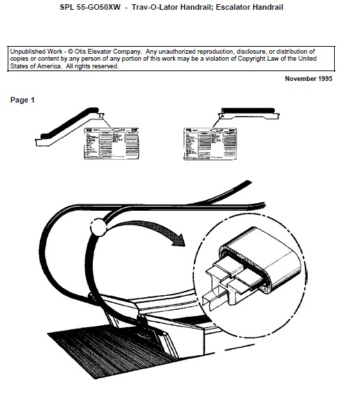 SPL 55-GO50XW Trav-O-Lator Handrail, Escalator Handrail