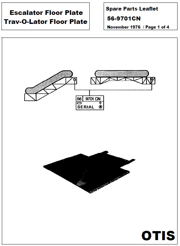 SPL 56-9701CN Escalator Floor Plate Trav-O-Lator Floor Plate