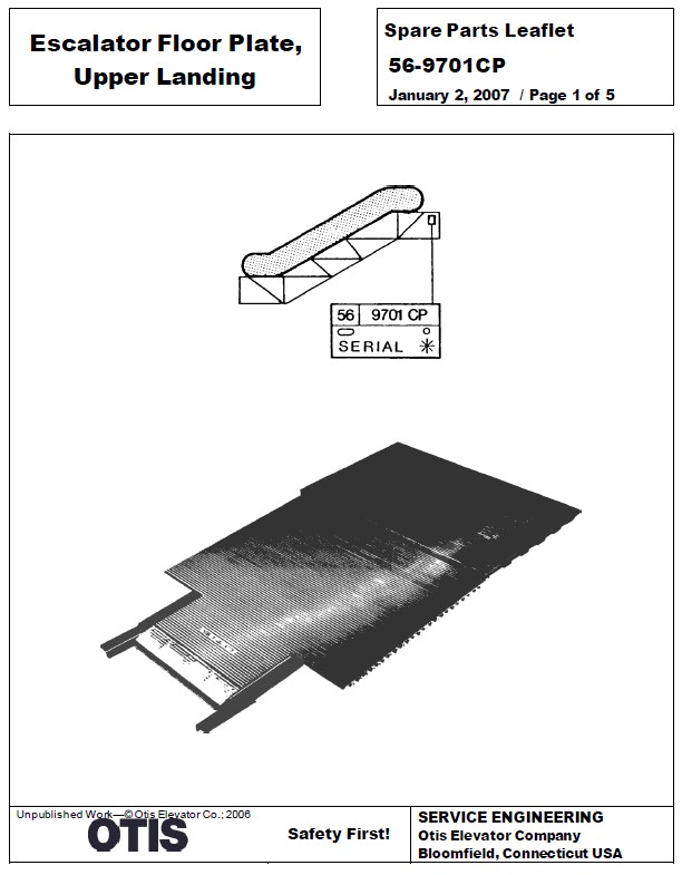 SPL 56-9701CP Escalator Floor Plate, Upper Landing