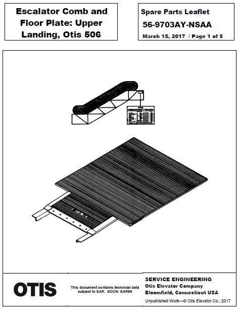 SPL 56-9703AY-NSAA Escalator Comb and Floor Plate: Upper Landing, Otis 506