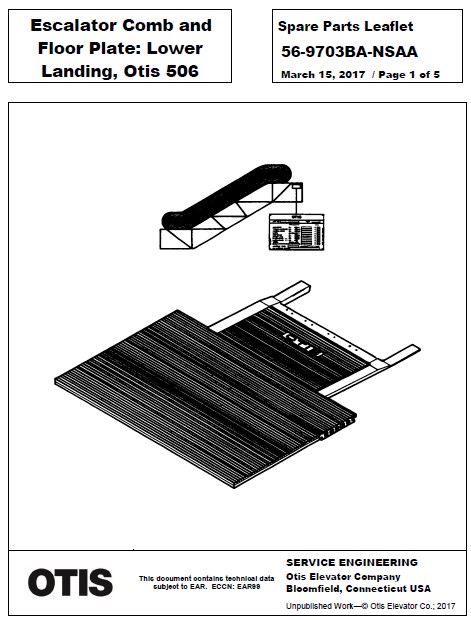 SPL 56-9703BA-NSAA Escalator Comb and Floor Plate: Lower Landing, Otis 506