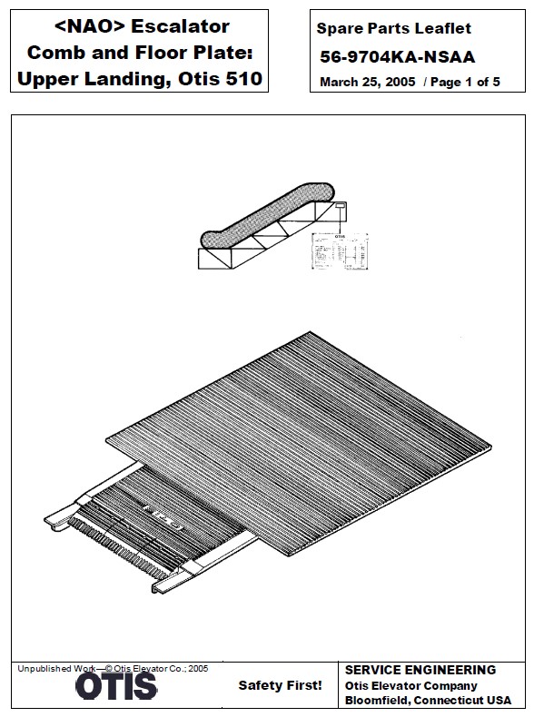 SPL 56-9704KA-NSAA NAO Escalator Comb and Floor Plate: Upper Landing, Otis 510