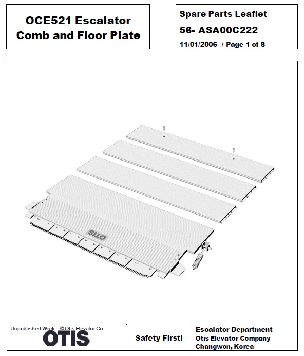 SPL 55-ASA00C222 OCE521 Escalator Comb and Floor Plate