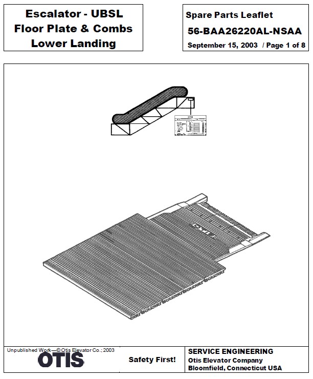 SPL 56-BAA26220AL-NSAA Escalator UBSL, Floor Plate & Combs, Lower Landing