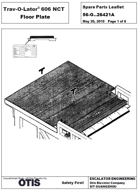 SPL 56-GAA26421A Trav-O-Lator 606 NCT Floor Plate