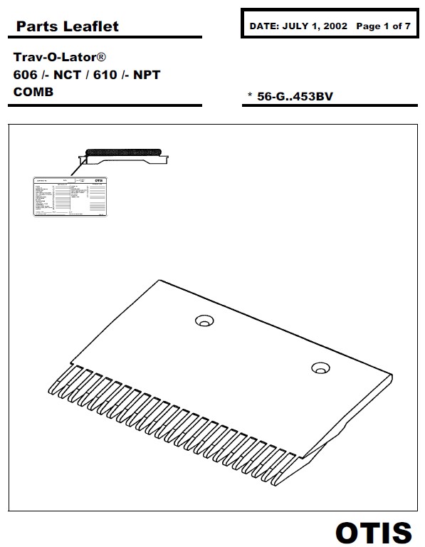 SPL 56-GAA453BV Trav-O-Lator 606 NCT / 610 NPT Comb