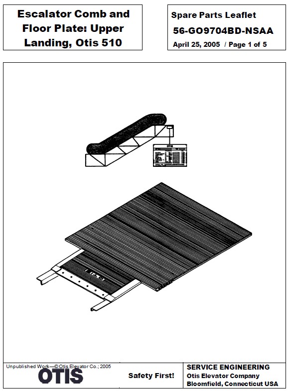 SPL 56-GO9704BD-NSAA Escalator Comb and Floor Plate: Upper Landing, Otis 510