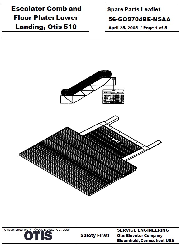 SPL 56-GO9704BE-NSAA Escalator Comb and Floor Plate: Lower Landing, Otis 510