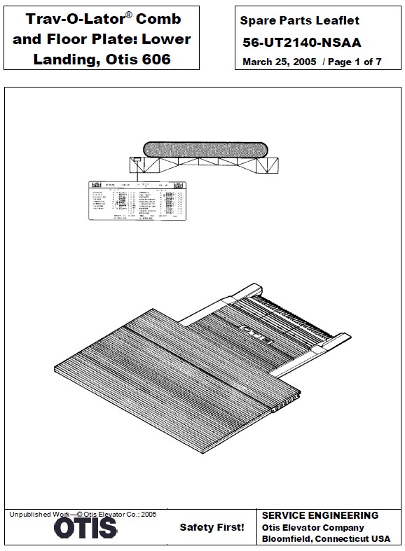 SPL 56-UT2140-NSAA Trav-O-Lator Comb and Floor Plate: Lower Landing, Otis 606