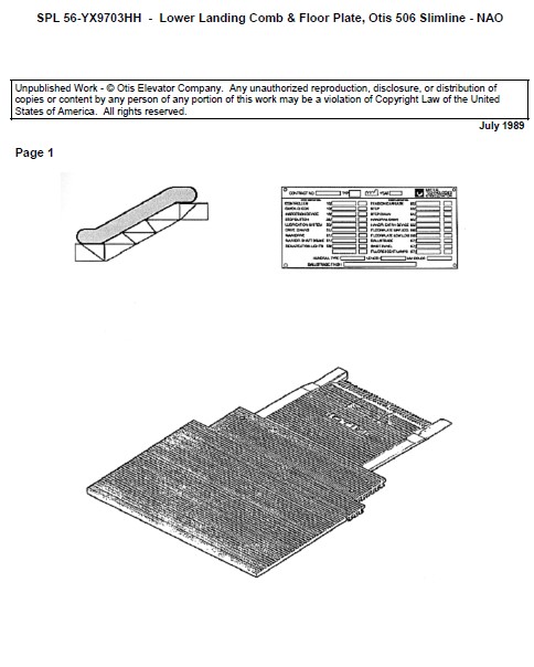 SPL 56-YX9703HH Escalator Floor Plate Lower Landing 506SL