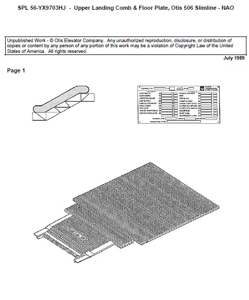 SPL 56-YX9703HJ Escalator Floor Plate Upper Landing 506SL