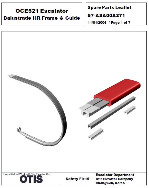 SPL 57-ASA00A371 OCE521 Escalator Balustrade HR Frame and Guide