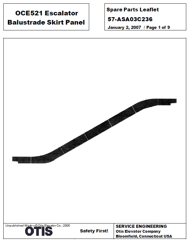 SPL 57-ASA03C236 OCE521 Escalator Balustrade Skirt Panel