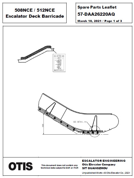 SPL 57-DAA26220AQ 508NCE / 512NCE Escalator Deck Barricade