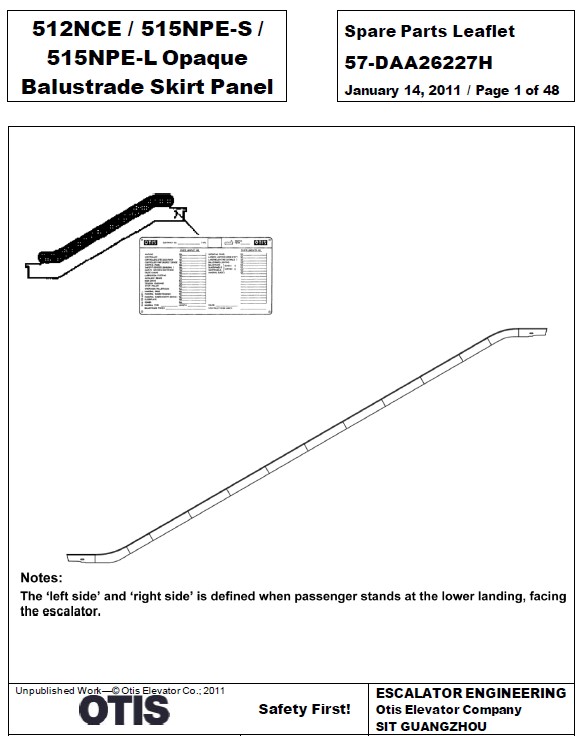 SPL 57-DAA26227H 512NCE / 515NPE-S / 515NPE-L Opaque Balustrade Skirt Panel