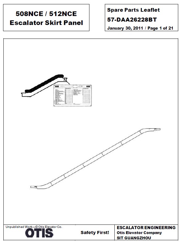 SPL 57-DAA26228BT 508NCE / 512NCE Escalator Skirt Panel