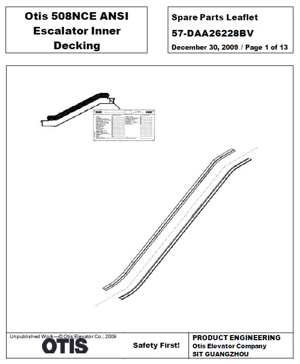 SPL 57-DAA26228BV Otis 508NCE ANSI Escalator Inner Decking