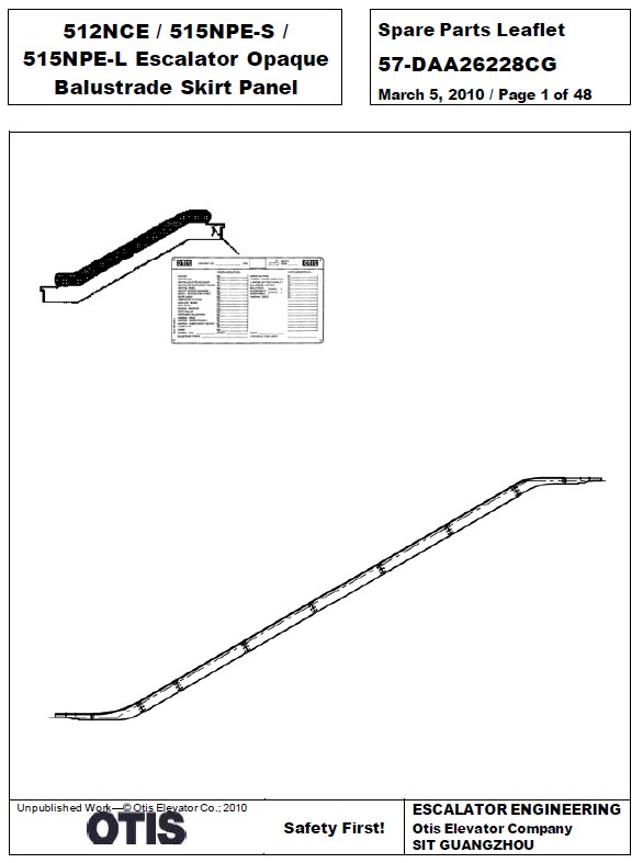 SPL 57-DAA26228CG 512NCE / 515NPE-S / 515NPE-L Escalator Opaque Balustrade Skirt Panel