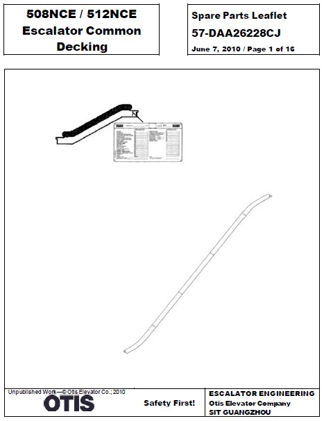 SPL 57-DAA26228CJ 508NCE / 512NCE Escalator Common Decking
