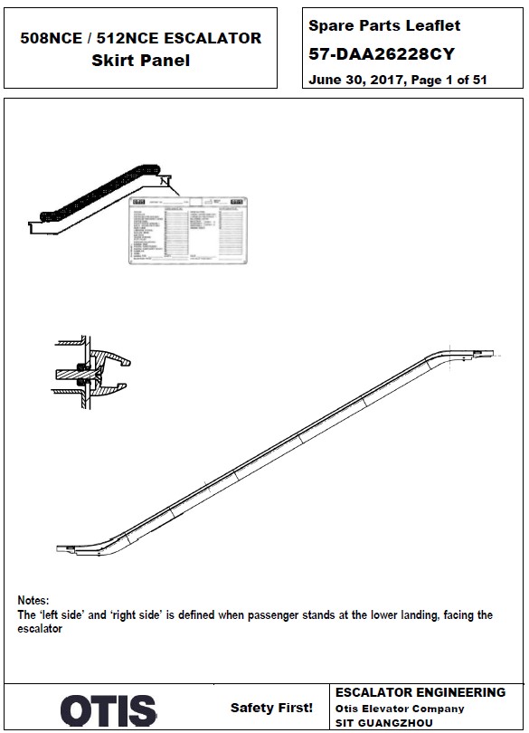 SPL 57-DAA26228CY 508NCE / 512NCE Escalator Skirt Panel