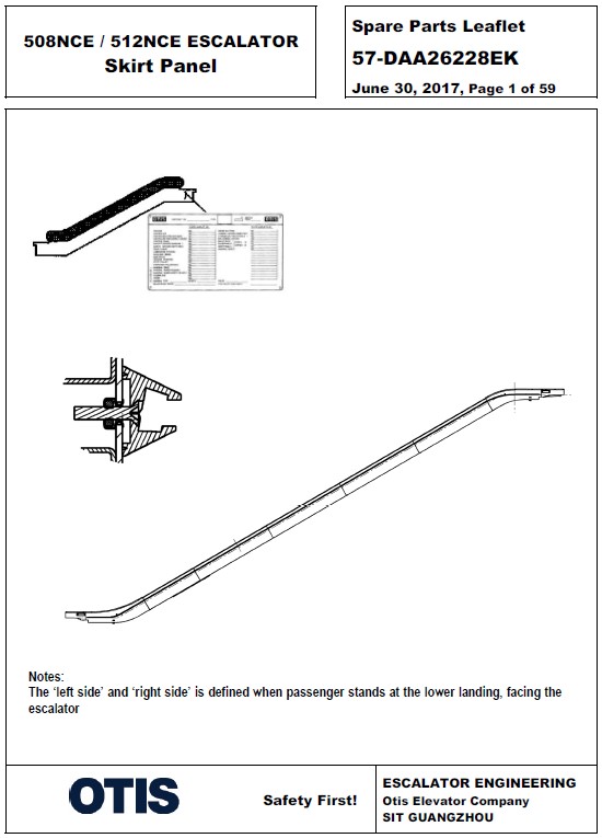 SPL 57-DAA26228EK 508NCE / 512NCE Escalator Skirt Panel