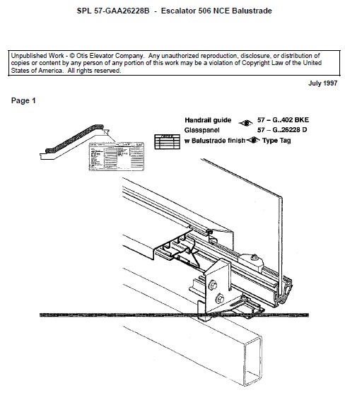 SPL 57-GAA26228B Escalator 506 NCE; Balustrade