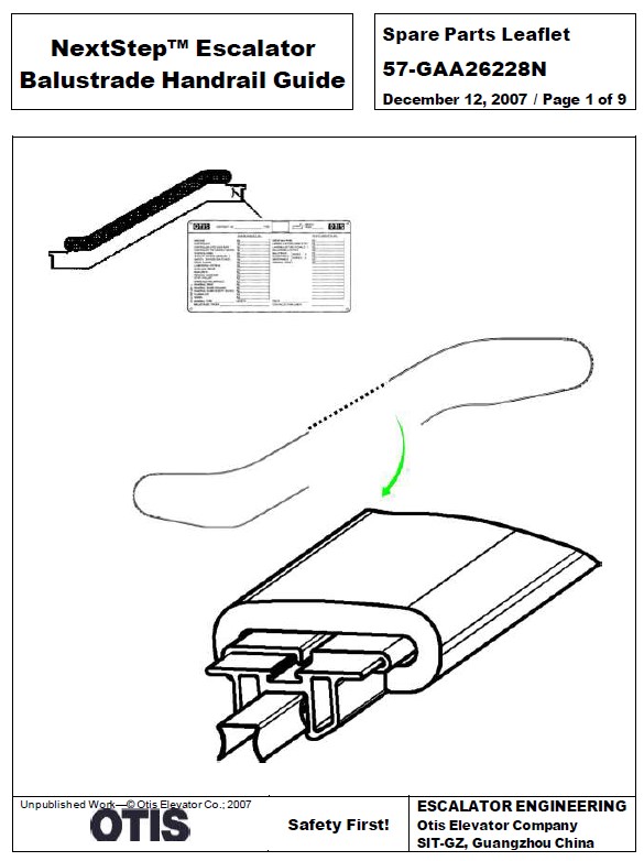 SPL 57-GAA26228N NEXTSTEP Escalator Balustrade Handrail Guide